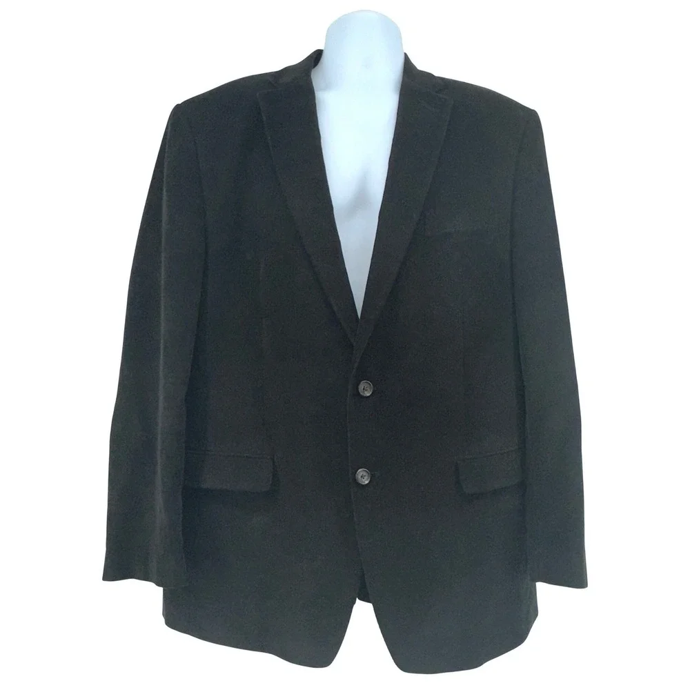 Lauren Ralph Lauren‎ Corduroy Blazer Mens 44L Brown Elbow Patches Dark Academia